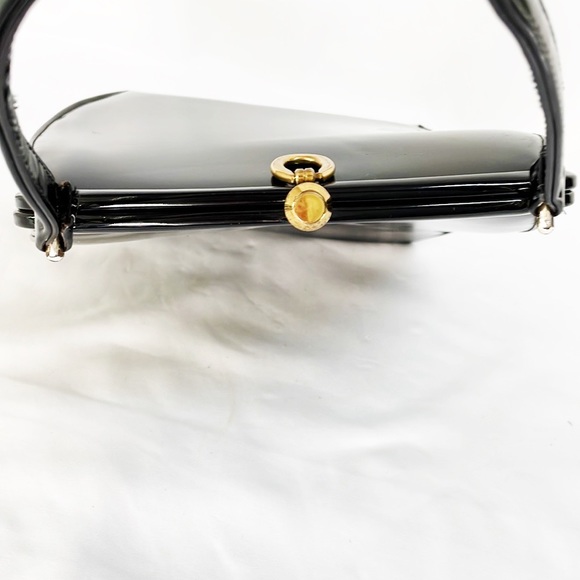 VINTAGE 60’s THEODOR California Hand Bag Black Patent Vinyl - Picture 5 of 11